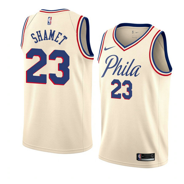 Camiseta baloncesto Landry Shamet 23 Ciudad 2017-18 Crema Philadelphia 76ers Hombre