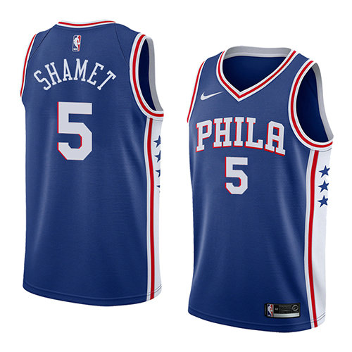 Camiseta baloncesto Landry Shamet 5 Icon 2018 Azul Philadelphia 76ers Hombre