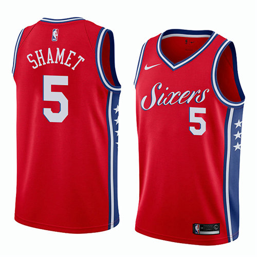 Camiseta baloncesto Landry Shamet 5 Statement 2018 Rojo Philadelphia 76ers Hombre