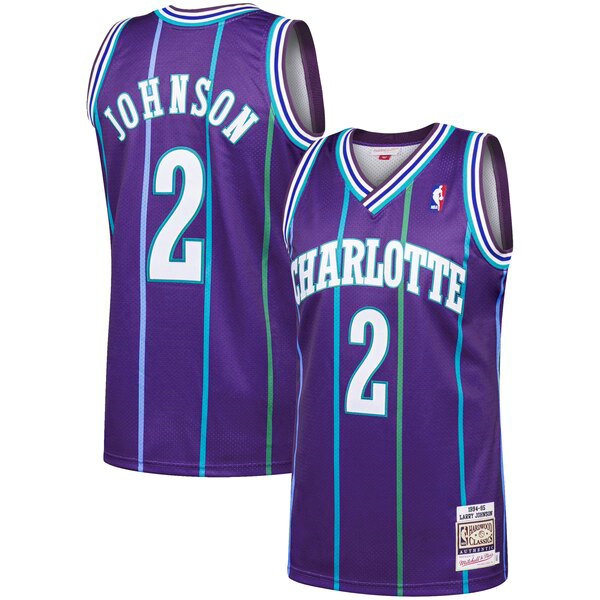 Camiseta baloncesto Larry Johnson 2 2019 Púrpura Charlotte Hornets Hombre