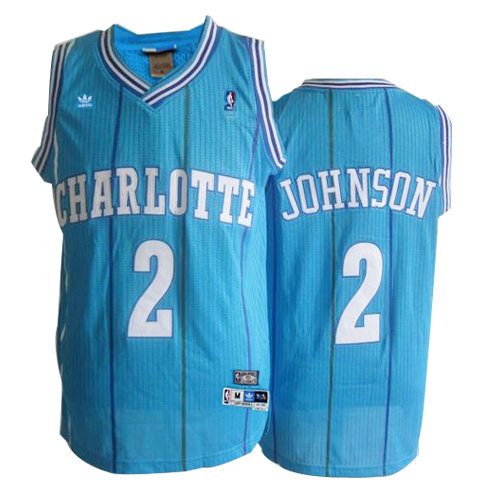 Camiseta baloncesto Larry Johnson 2 Retro Azul Charlotte Hornets Hombre