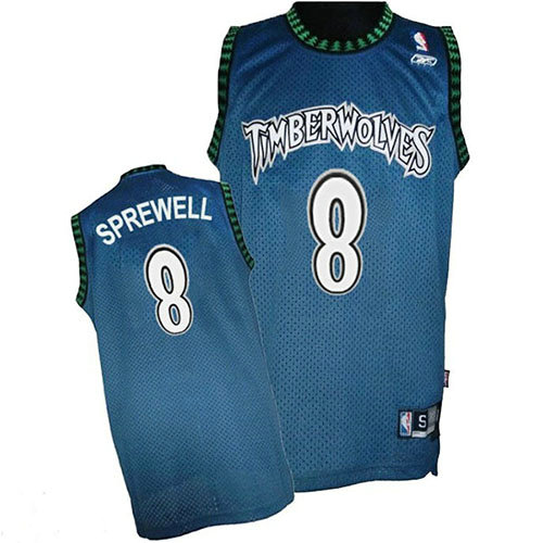 Camiseta baloncesto Latrell Sprewell 8 Retro Azul Minnesota Timberwolves Hombre
