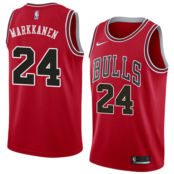 Camiseta baloncesto Lauri Markkanen 24 Icon 2018 Rojo Chicago Bulls Hombre
