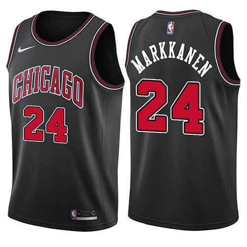 Camiseta baloncesto Lauri Markkanen 24 Statement 2017-18 Negro Chicago Bulls Hombre