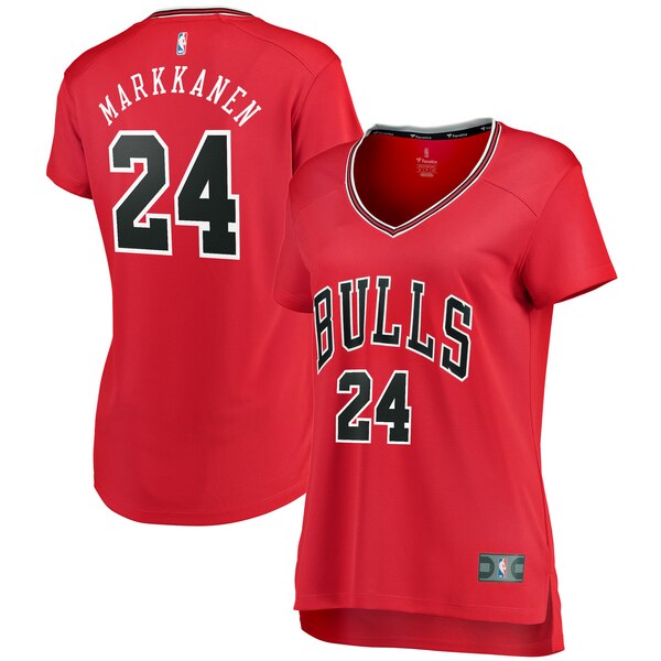 Camiseta baloncesto Lauri Markkanen 24 icónico Rojo Chicago Bulls Mujer