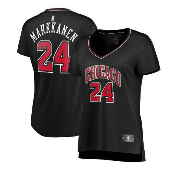 Camiseta baloncesto Lauri Markkanen 24 statement edition Negro Chicago Bulls Mujer