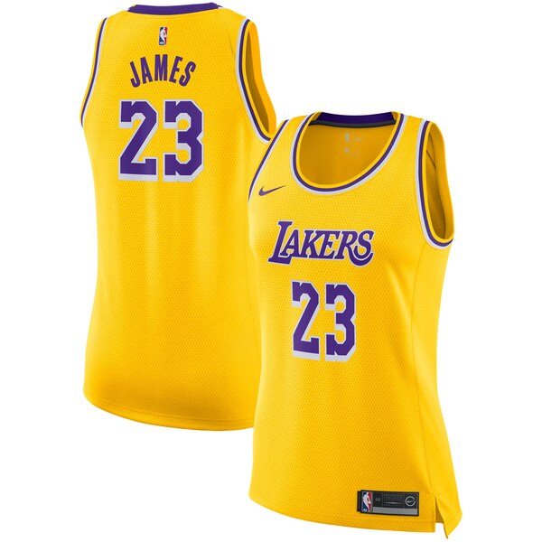 Camiseta baloncesto LeBron James 23 Nike icon edition Amarillo Los Angeles Lakers Mujer