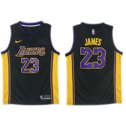 Camiseta baloncesto Lebron James 23 2017-18 Negro Los Angeles Lakers Hombre