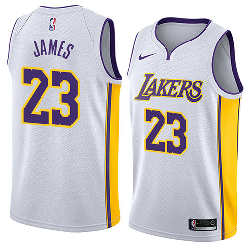 Camiseta baloncesto Lebron James 23 Association 2017-18 Blanco Los Angeles Lakers Hombre