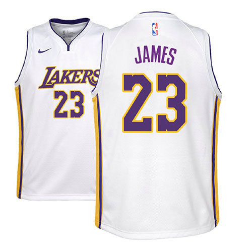 Camiseta baloncesto Lebron James 23 Association 2017-18 Blanco Los Angeles Lakers Nino