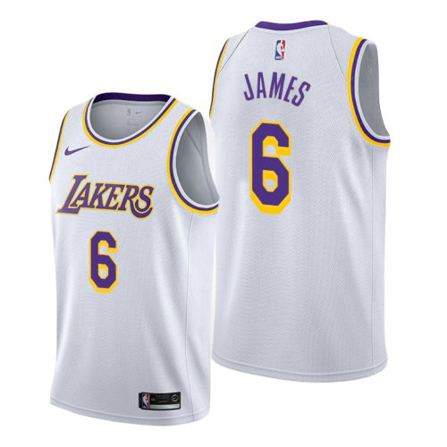 Camiseta baloncesto Lebron James 6 Association 2019-20 Blanco Los Angeles Lakers Hombre