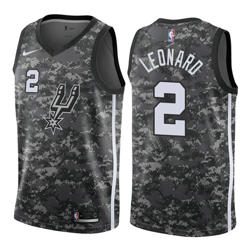 Camiseta baloncesto Leonard 2 Ciudad 2017-18 Gris San Antonio Spurs Hombre
