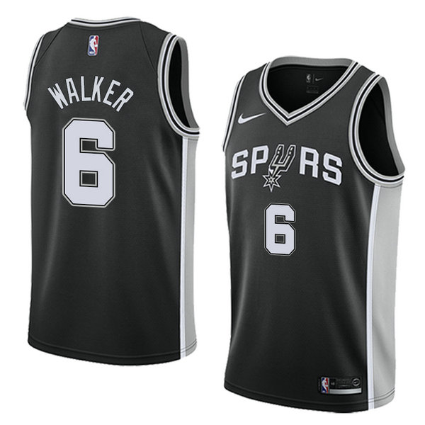 Camiseta baloncesto Lonnie Walker 6 Icon 2018 Negro San Antonio Spurs Hombre