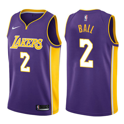 Camiseta baloncesto Lonzo Ball 2 2017-18 P鐓pura Los Angeles Lakers Hombre