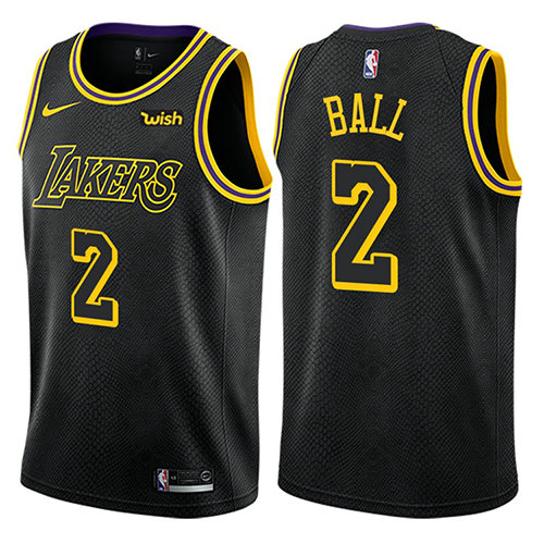 Camiseta baloncesto Lonzo Ball 2 Ciudad Negro Los Angeles Lakers Hombre