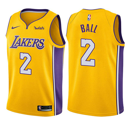 Camiseta baloncesto Lonzo Ball 2 Icon 2017-18 Oro Los Angeles Lakers Nino