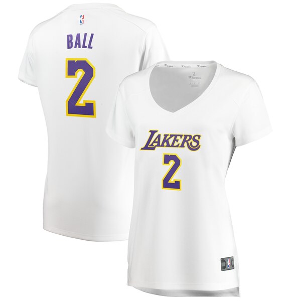 Camiseta baloncesto Lonzo Ball 2 association edition Blanco Los Angeles Lakers Mujer