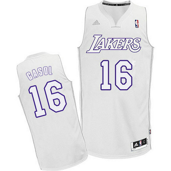 Camiseta baloncesto Los Angeles Lakers Navidad 2012 Pau Gasol 16 Blanca