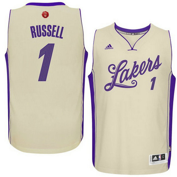 Camiseta baloncesto Los Angeles Lakers Navidad 2015 D'Angelo Russell 1 Amarillo