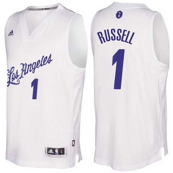 Camiseta baloncesto Los Angeles Lakers Navidad 2016 D'Angelo Russell 1 Blanca