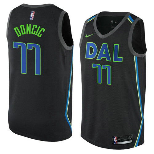 Camiseta baloncesto Luka Doncic 77 Ciudad 2017-18 Negro Dallas Mavericks Hombre