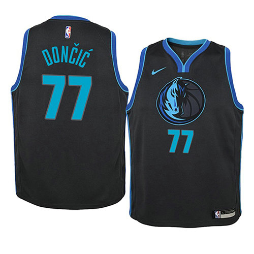 Camiseta baloncesto Luka Doncic 77 Ciudad 2018-19 Azul Dallas Mavericks Nino