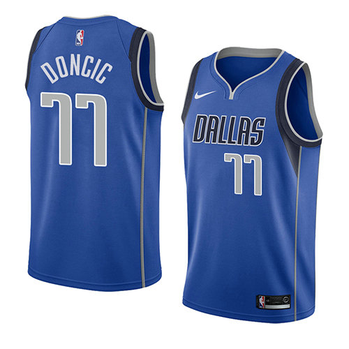 Camiseta baloncesto Luka Doncic 77 Icon 2018 Azul Dallas Mavericks Hombre