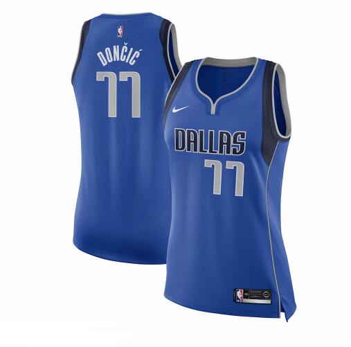 Camiseta baloncesto Luka Doncic 77 Nike icon edition Azul Dallas Mavericks Mujer