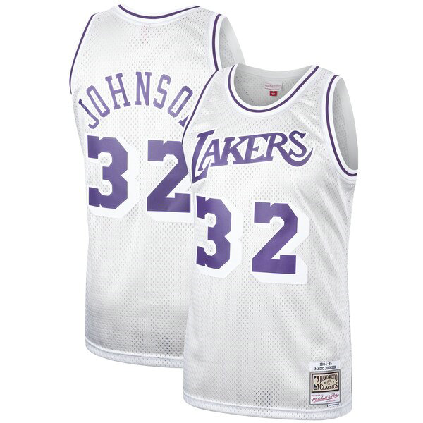 Camiseta baloncesto Magic Johnson 32 Classics Platinum Swingman Blanco Los Angeles Lakers Hombre