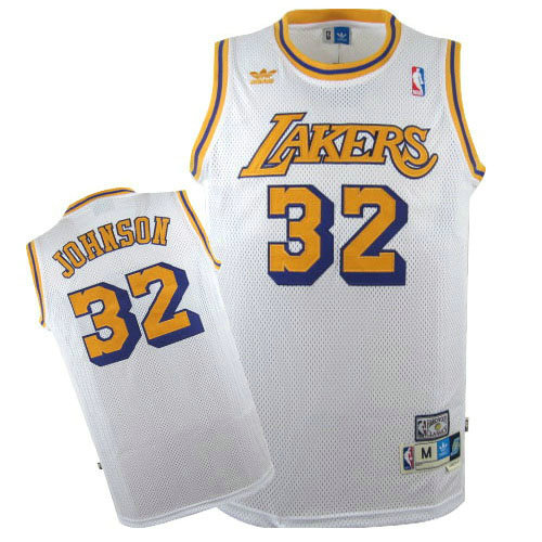 Camiseta baloncesto Magic Johnson 32 Retro Blanco Los Angeles Lakers Hombre