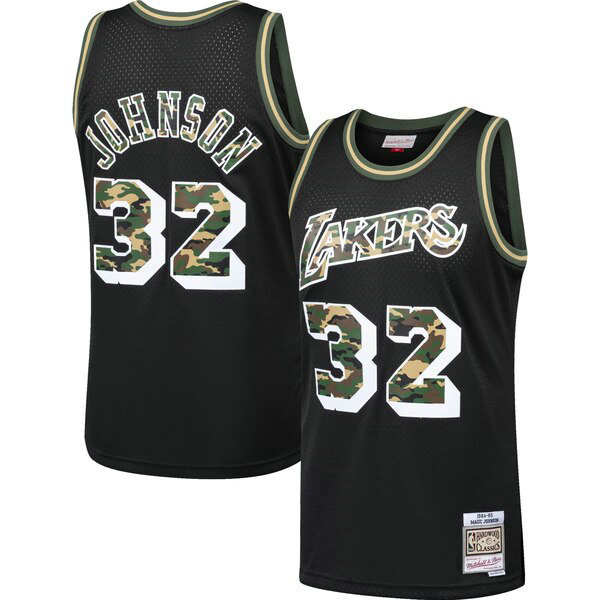 Camiseta baloncesto Magic Johnson 32 Swingman Negro Los Angeles Lakers Hombre