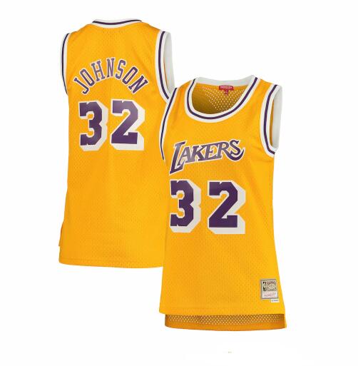 Camiseta baloncesto Magic Johnson 32 hardwood classics Amarillo Los Angeles Lakers Mujer