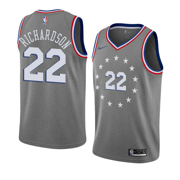 Camiseta baloncesto Malachi Richardson 22 Ciudad 2018-19 Gris Philadelphia 76ers Hombre