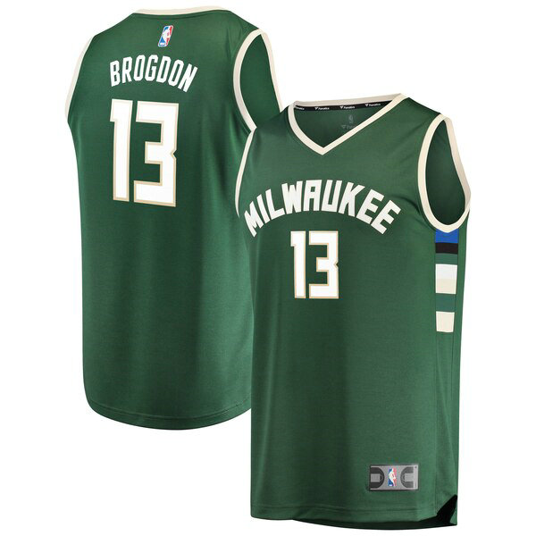 Camiseta baloncesto Malcolm Brogdon 13 Icon Edition Verde Milwaukee Bucks Hombre