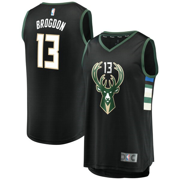 Camiseta baloncesto Malcolm Brogdon 13 Statement Edition Negro Milwaukee Bucks Nino