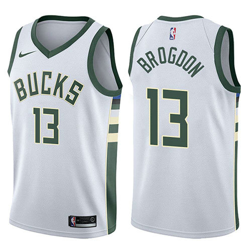 Camiseta baloncesto Malcolm Brogdon 13 Swingman Association 2017-18 Blanco Milwaukee Bucks Hombre