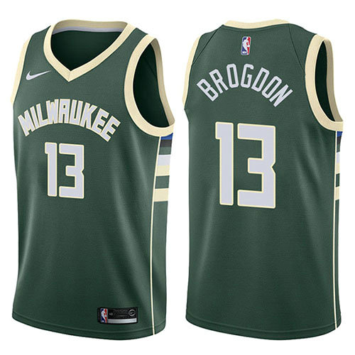 Camiseta baloncesto Malcolm Brogdon 13 Swingman Icon 2017-18 Verde Milwaukee Bucks Hombre