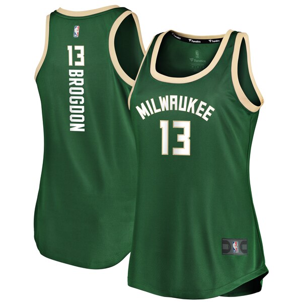 Camiseta baloncesto Malcolm Brogdon 13 icon edition Verde Milwaukee Bucks Mujer
