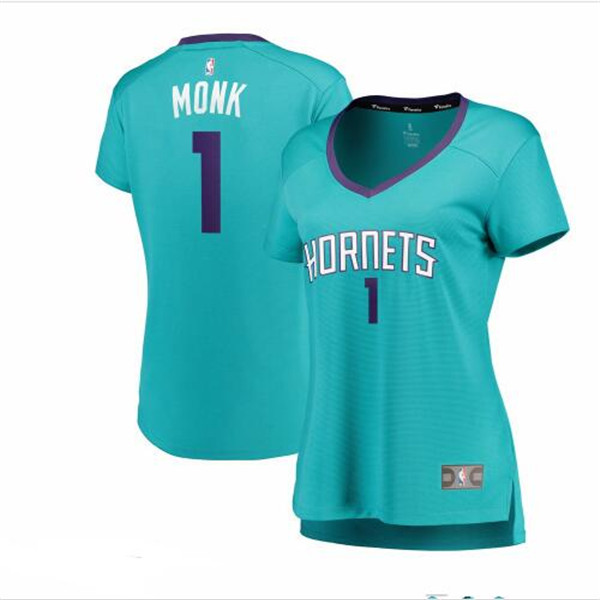 Camiseta baloncesto Malik Monk 1 clasico Verde azulado Charlotte Hornets Mujer