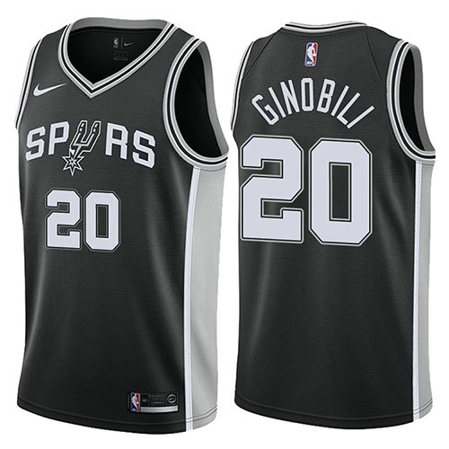 Camiseta baloncesto Manu Ginobili 20 Icon 2017-18 Negro San Antonio Spurs Hombre