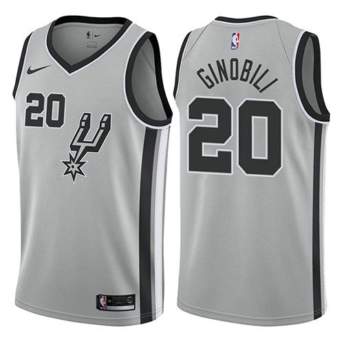 Camiseta baloncesto Manu Ginobili 20 Statement 2017-18 Gris San Antonio Spurs Hombre