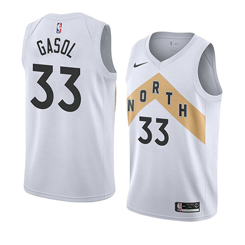 Camiseta baloncesto Marc Gasol 33 Ciudad 2018 Blanco Toronto Raptors Hombre