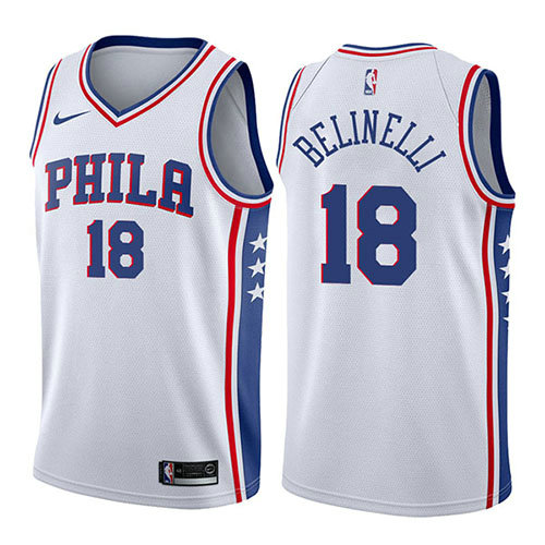 Camiseta baloncesto Marco Belinelli 18 Association 2017-18 Blanco Philadelphia 76ers Hombre