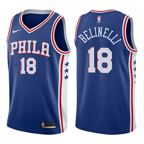 Camiseta baloncesto Marco Belinelli 18 Icon 2017-18 Azul Philadelphia 76ers Hombre