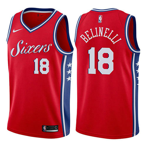 Camiseta baloncesto Marco Belinelli 18 Statement 2017-18 Rojo Philadelphia 76ers Hombre