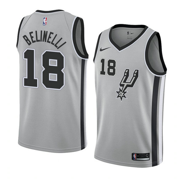 Camiseta baloncesto Marco Belinelli 18 Statement 2018 Gris San Antonio Spurs Hombre