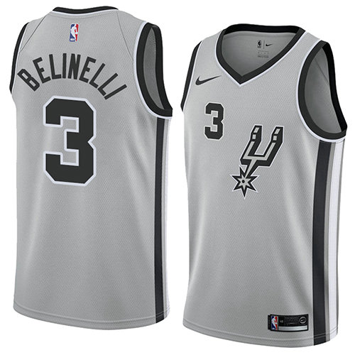 Camiseta baloncesto Marco Belinelli 3 Statement 2018 Gris San Antonio Spurs Hombre