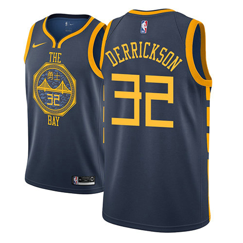 Camiseta baloncesto Marcus Derrickson 32 Ciudad 2018-19 Azul Golden State Warriors Hombre