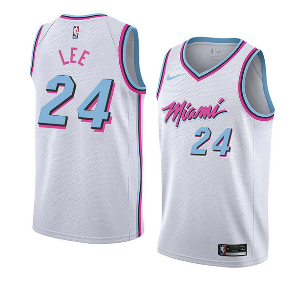 Camiseta baloncesto Marcus Lee 24 Ciudad 2018 Blanco Miami Heat Hombre