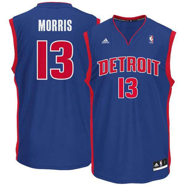 Camiseta baloncesto Marcus Morris 13 adidas Road Replica Azul Detroit Pistons Hombre
